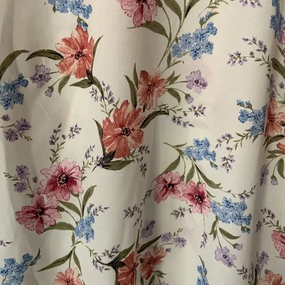 Poppi Cream Peach Blue Floral Ruffle Blouse - Picture 5 of 8